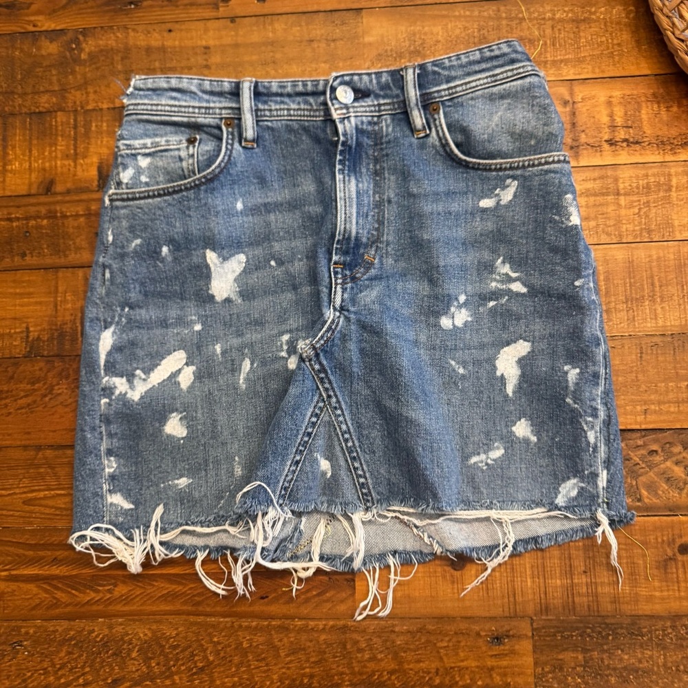 ACNE STUDIOS Melk Paint Distressed Denim Skirt